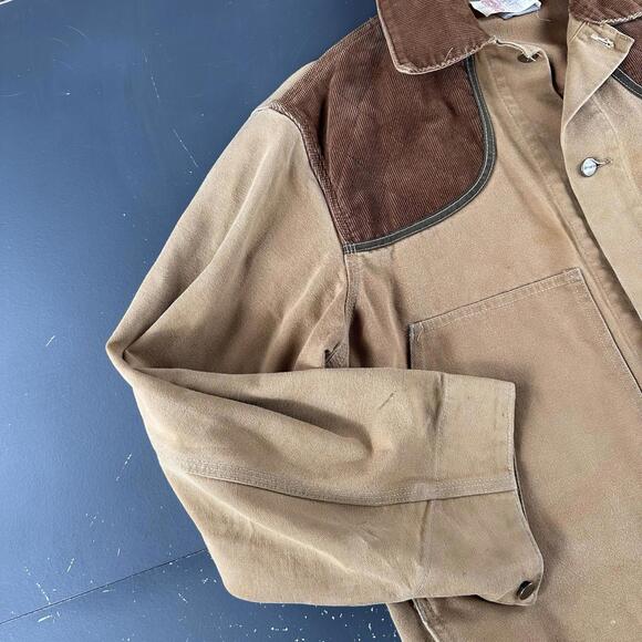 VTG Carhartt Hunting Jacket Men XL Tan Canvas Bird Corduroy Yoked Union Made USA - Picture 11 of 12